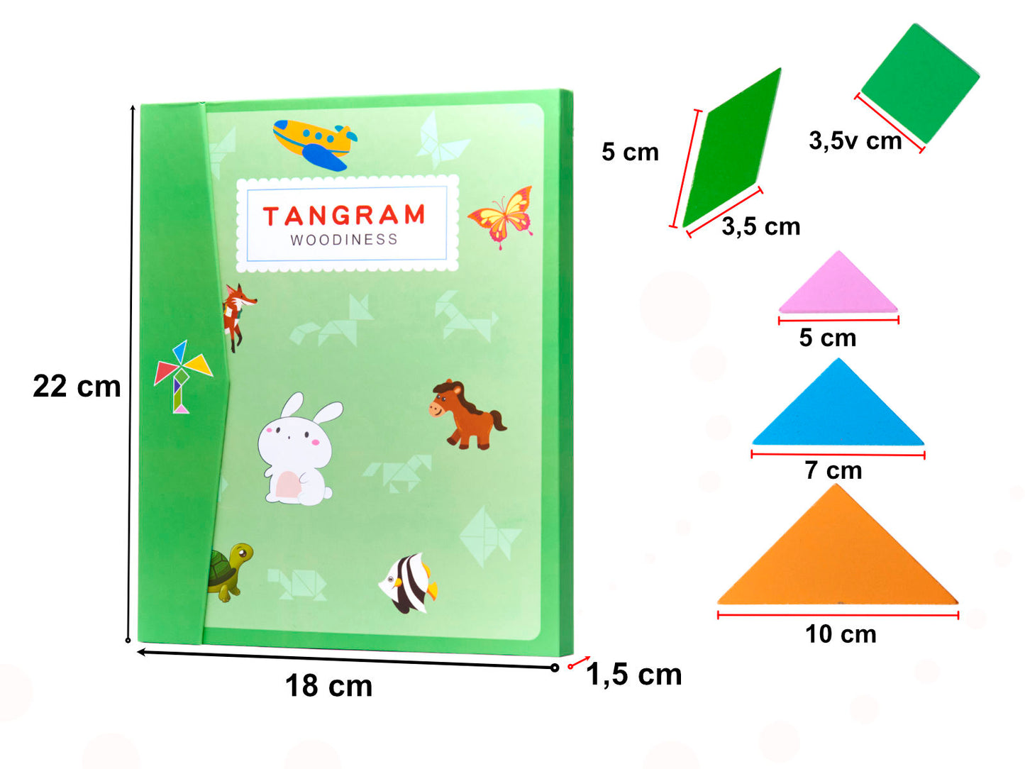 Tangram magnētiskā grāmata, figūras