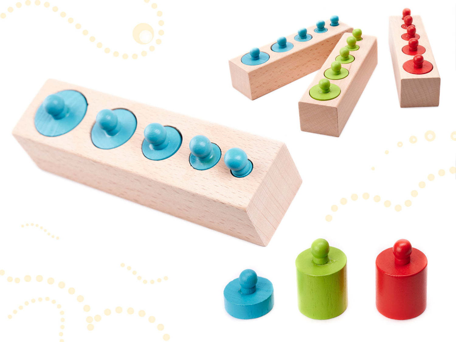 Mazie Montessori cilindri, krāsaini