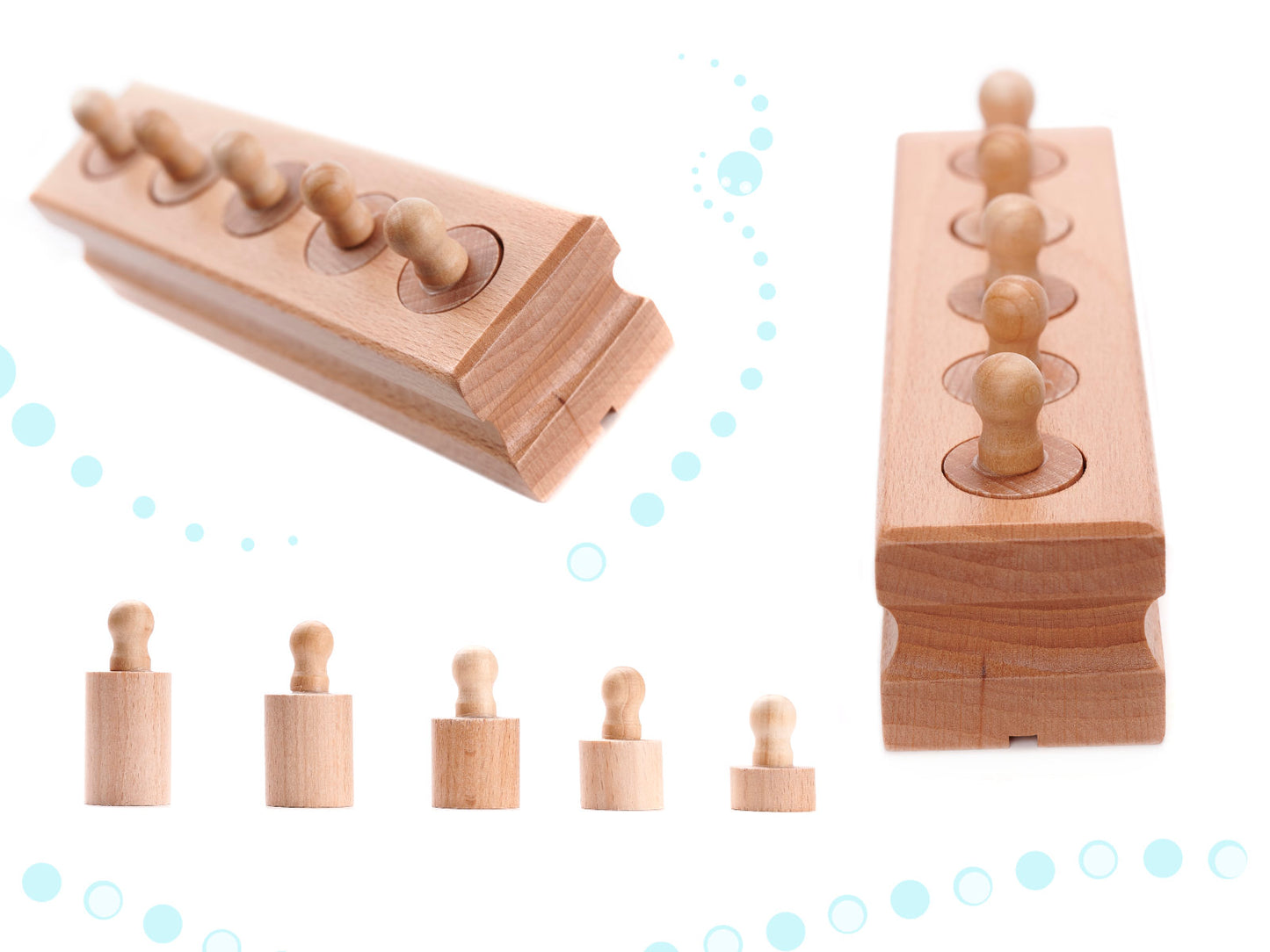 Mazie Montessori cilindri, koka krāsā