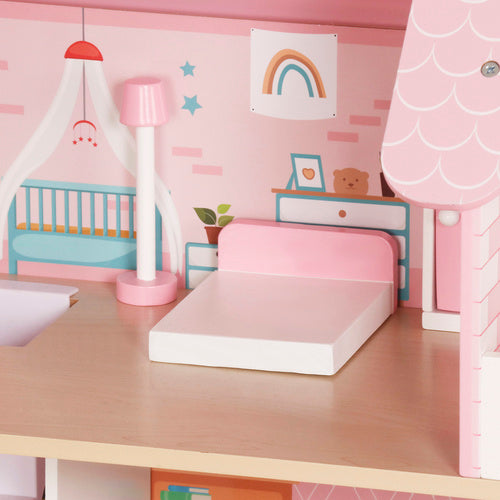 Lielā leļļu māja, 70cm, ar koka figūrām, Nr.26364