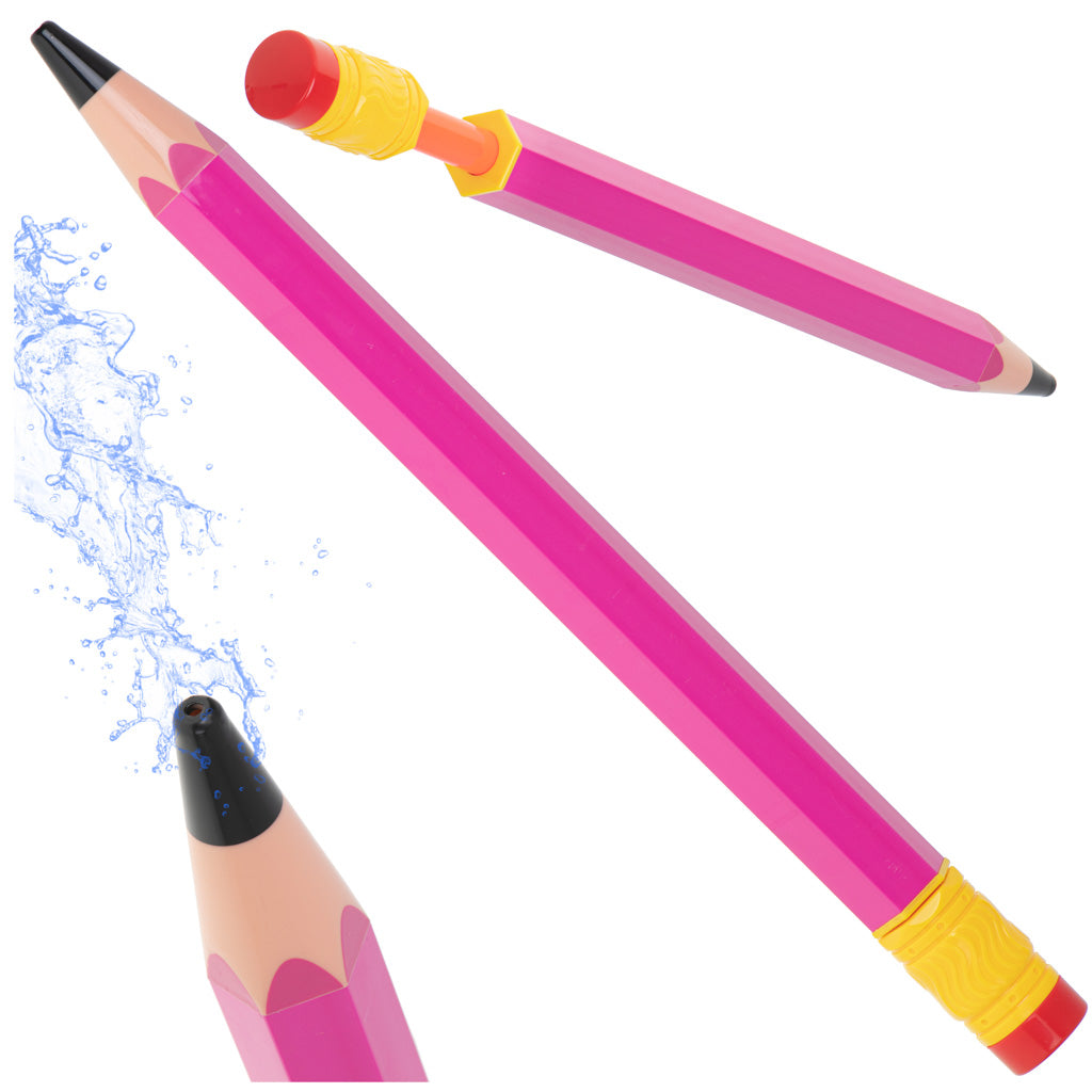 Ūdens pistole zīmuļa formā – 54 cm, rozā