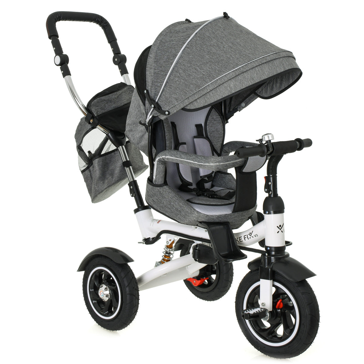 Trike Fix trīsritenis V3, 360° krēsla apgriešana, pelēks