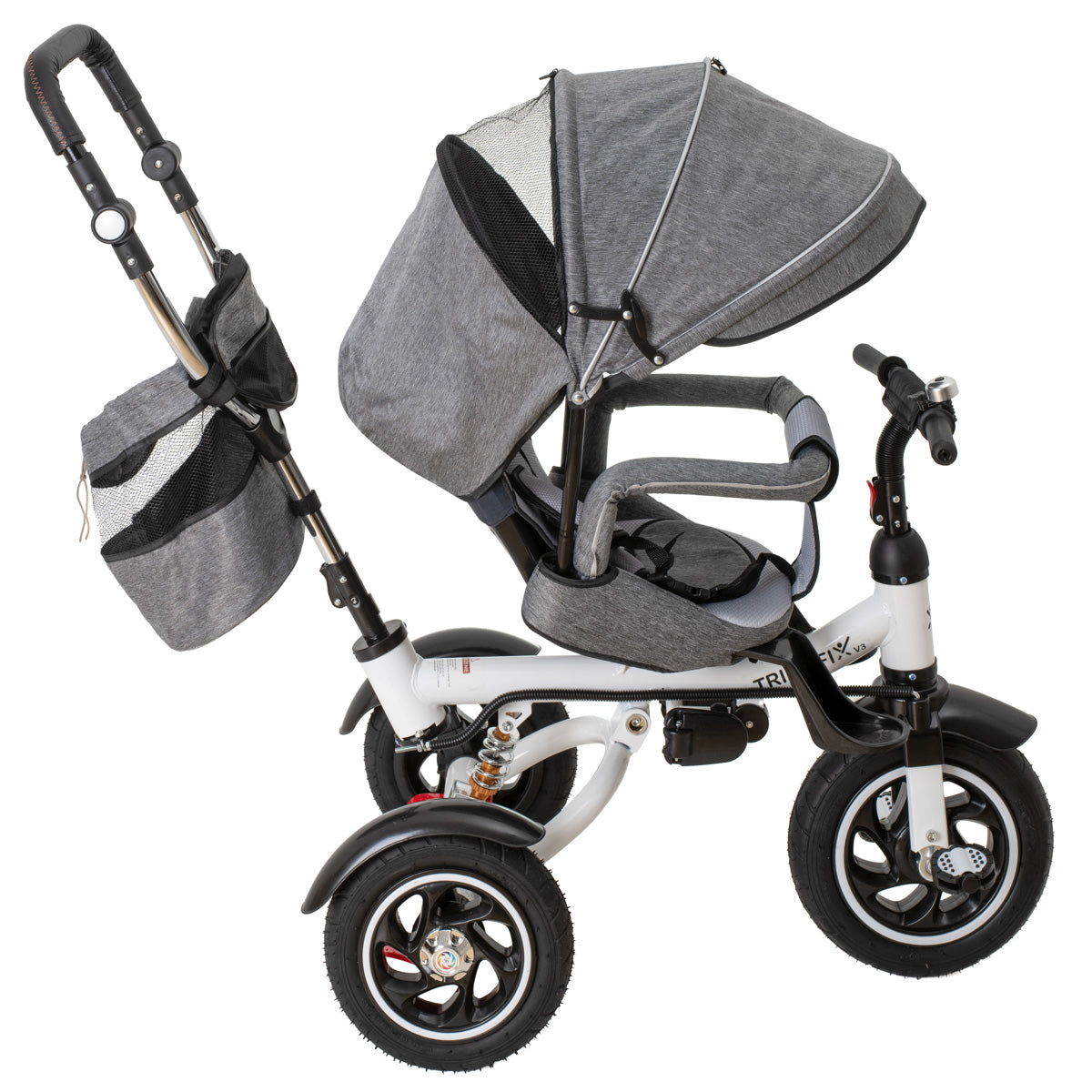 Trike Fix trīsritenis V3, 360° krēsla apgriešana, pelēks