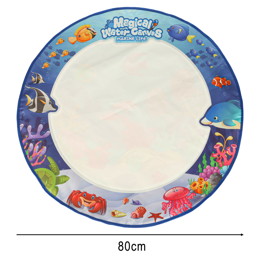 Ūdens zīmēšanas paklājiņš, 80 cm, apaļš, zemūdens tēma