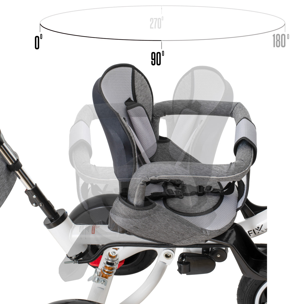 Trike Fix trīsritenis V3, 360° krēsla apgriešana, pelēks
