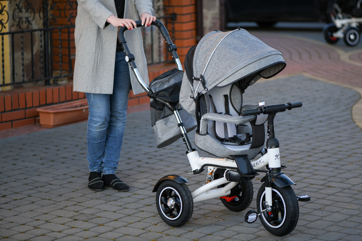 Trike Fix trīsritenis V3, 360° krēsla apgriešana, pelēks