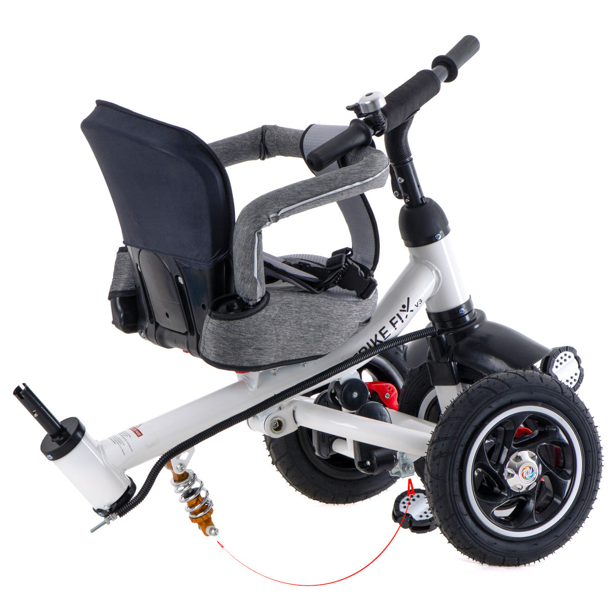 Trike Fix trīsritenis V3, 360° krēsla apgriešana, pelēks