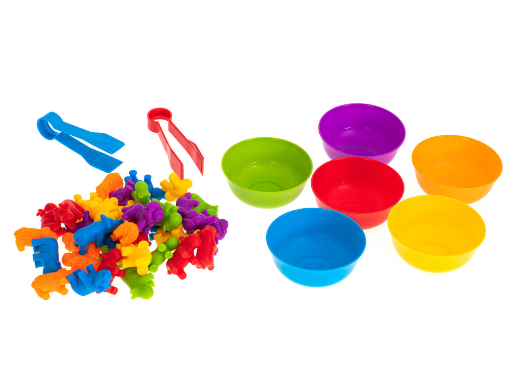 Dzīvnieku figūru komplekts skaitīšanai un krāsu mācībām