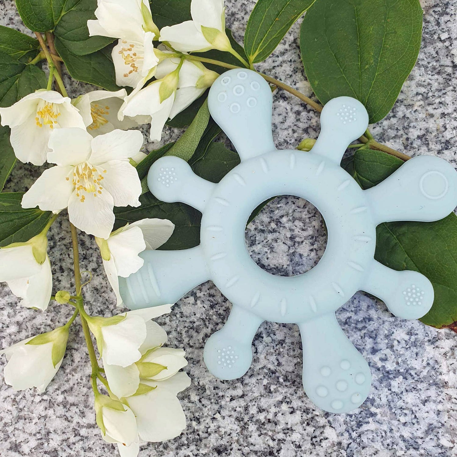 Silikona zobu nākšanas rotaļlieta zīdainim, ledus zilā