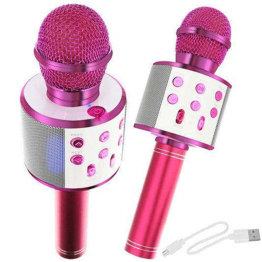Mikrofons, karaoke, rozā