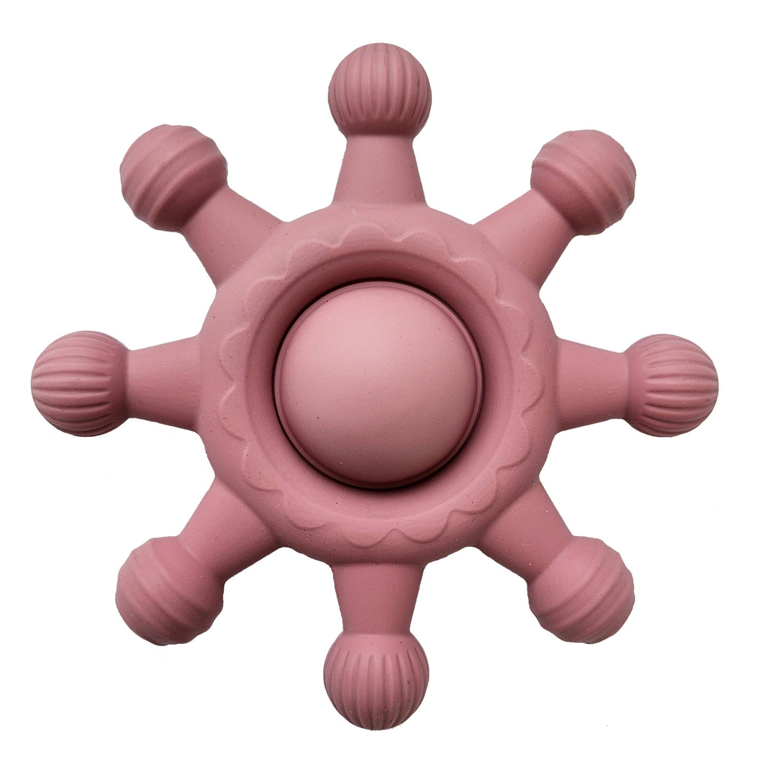 Zīdaiņu silikona graužamā rotaļlieta “Cirks”, putekļrozā krāsā