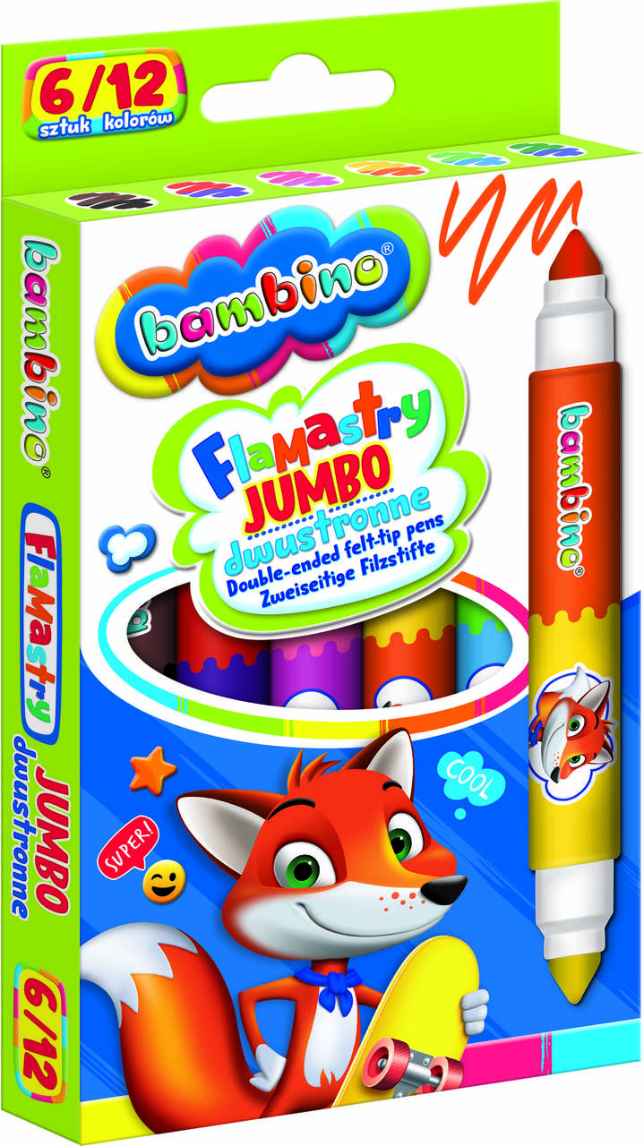 Jumbo dubultie marķieri, 6gab./12 krāsas
