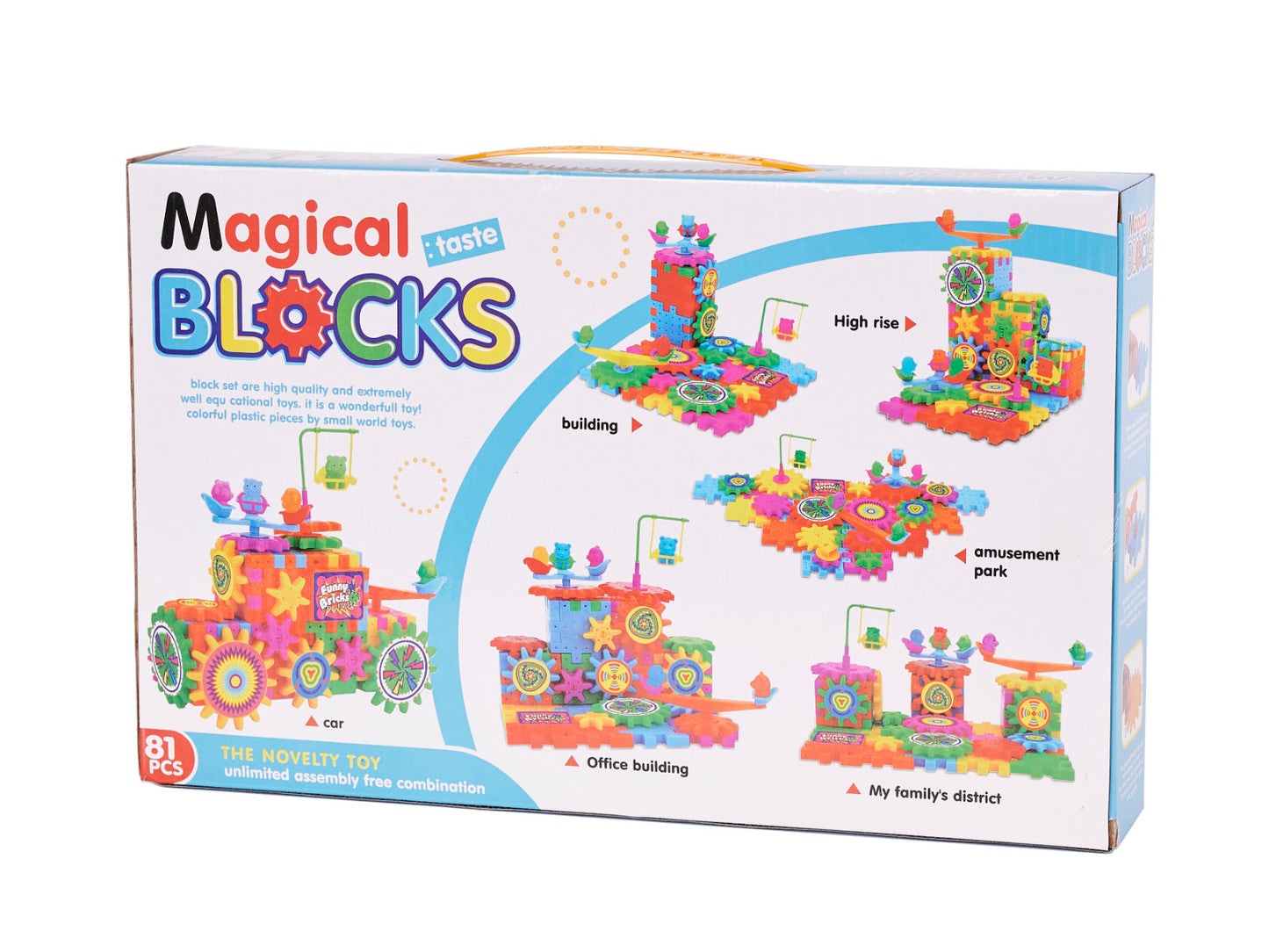 Zobratu konstruktors MAGICAL BLOCKS, viens no zobratiem darbojas ar bateriju.