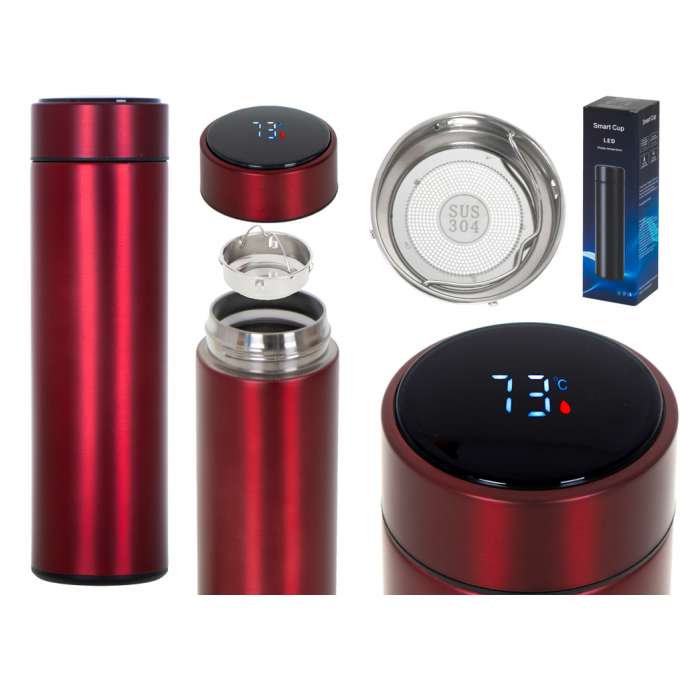 Termokrūze termoss smart LED 500ml, burgundijas sarkanā