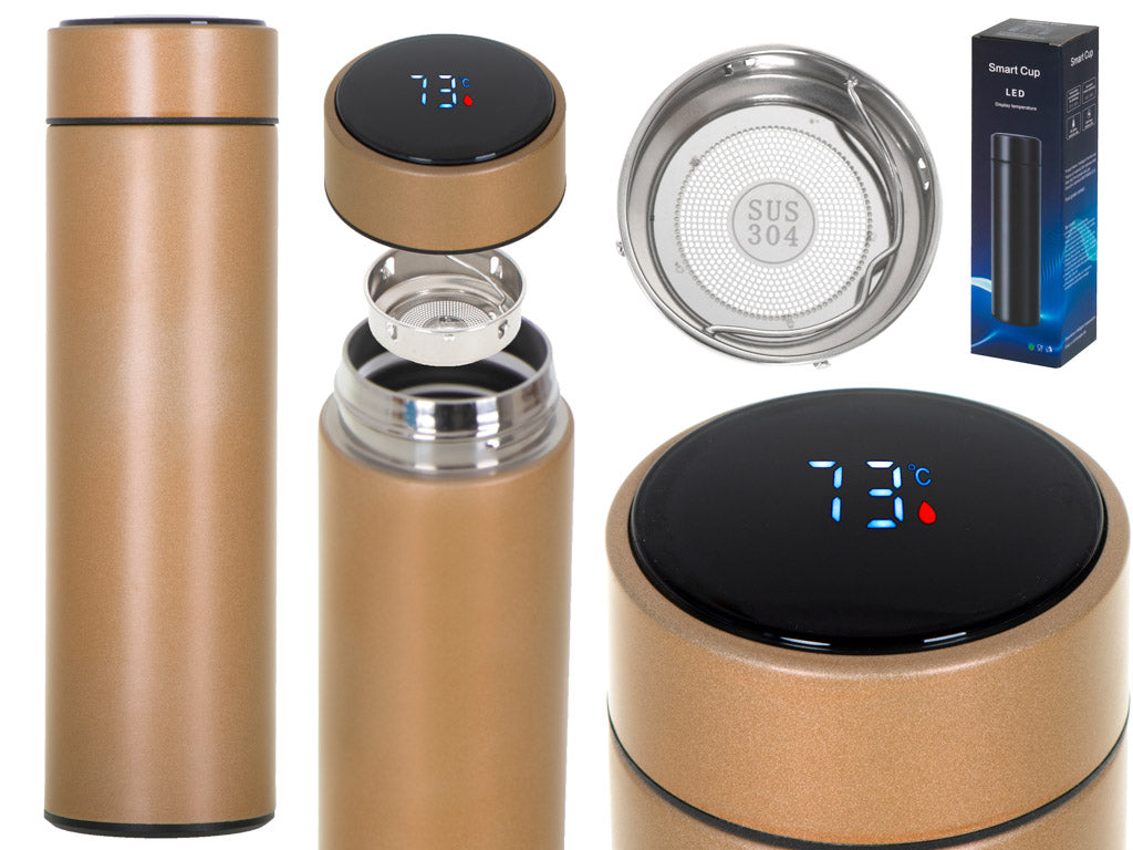 Termokrūze termoss smart LED 500ml, zelta