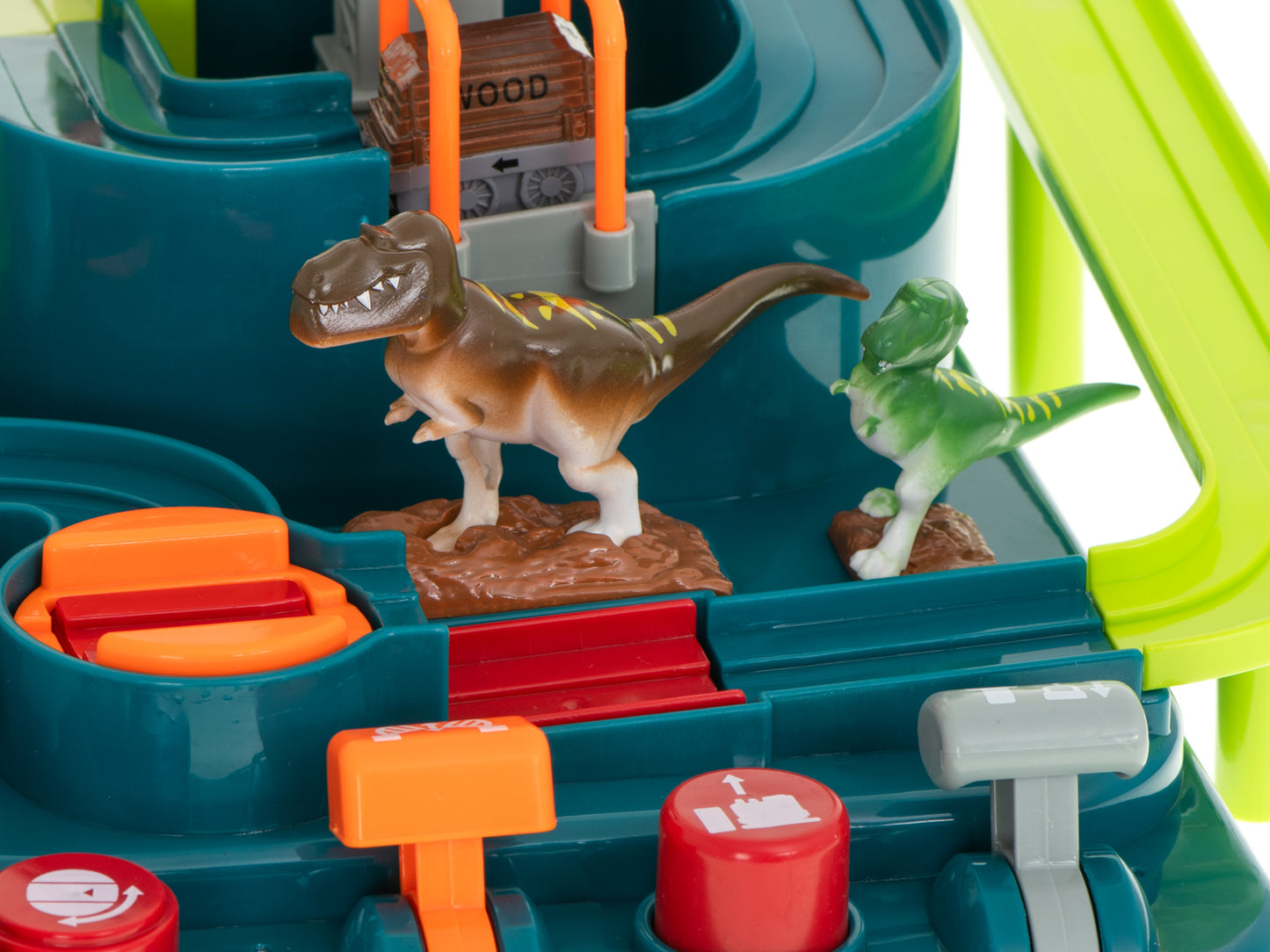 Mašīnu piedzīvojumu trase ar dinozauru figūrām