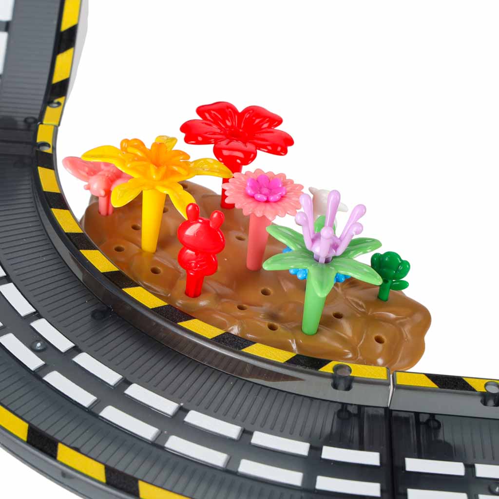 Magnētiskā trase ar 1 auto (153 det.) "Dinamiskais dārzs"