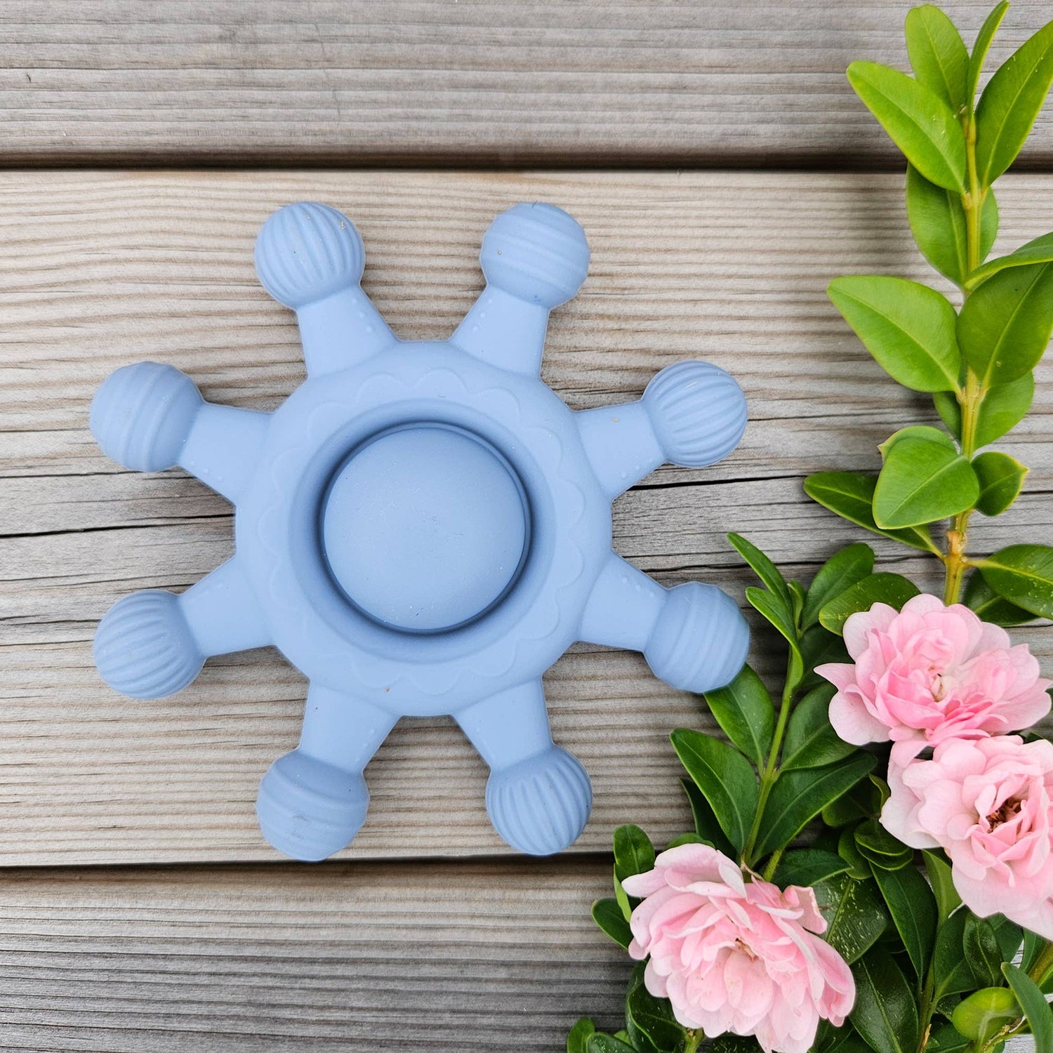 Silikona graužamā rotaļlieta, dūmakaini zila