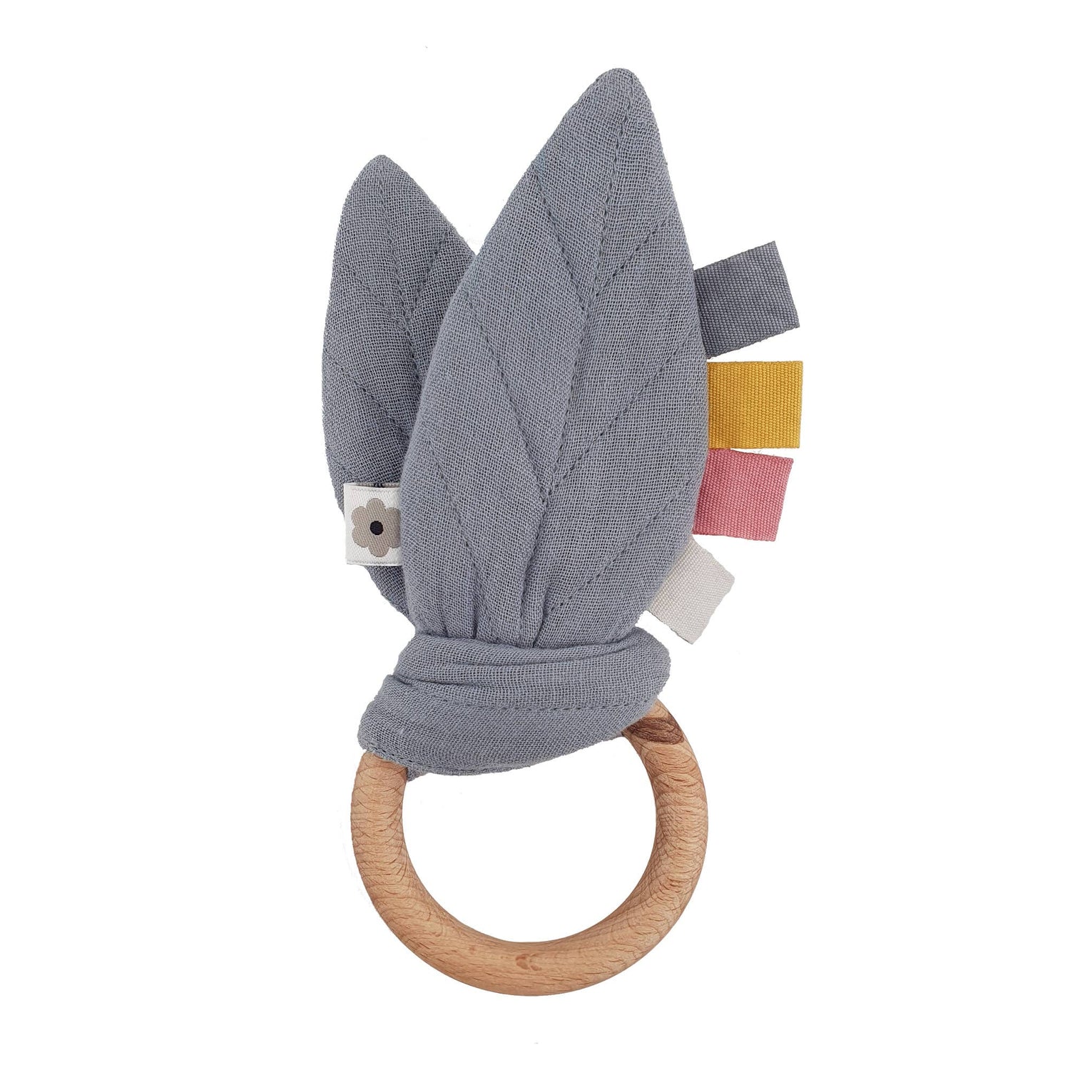 Muslina čaukstošā rotaļlieta zīdainim "Lapa", zila