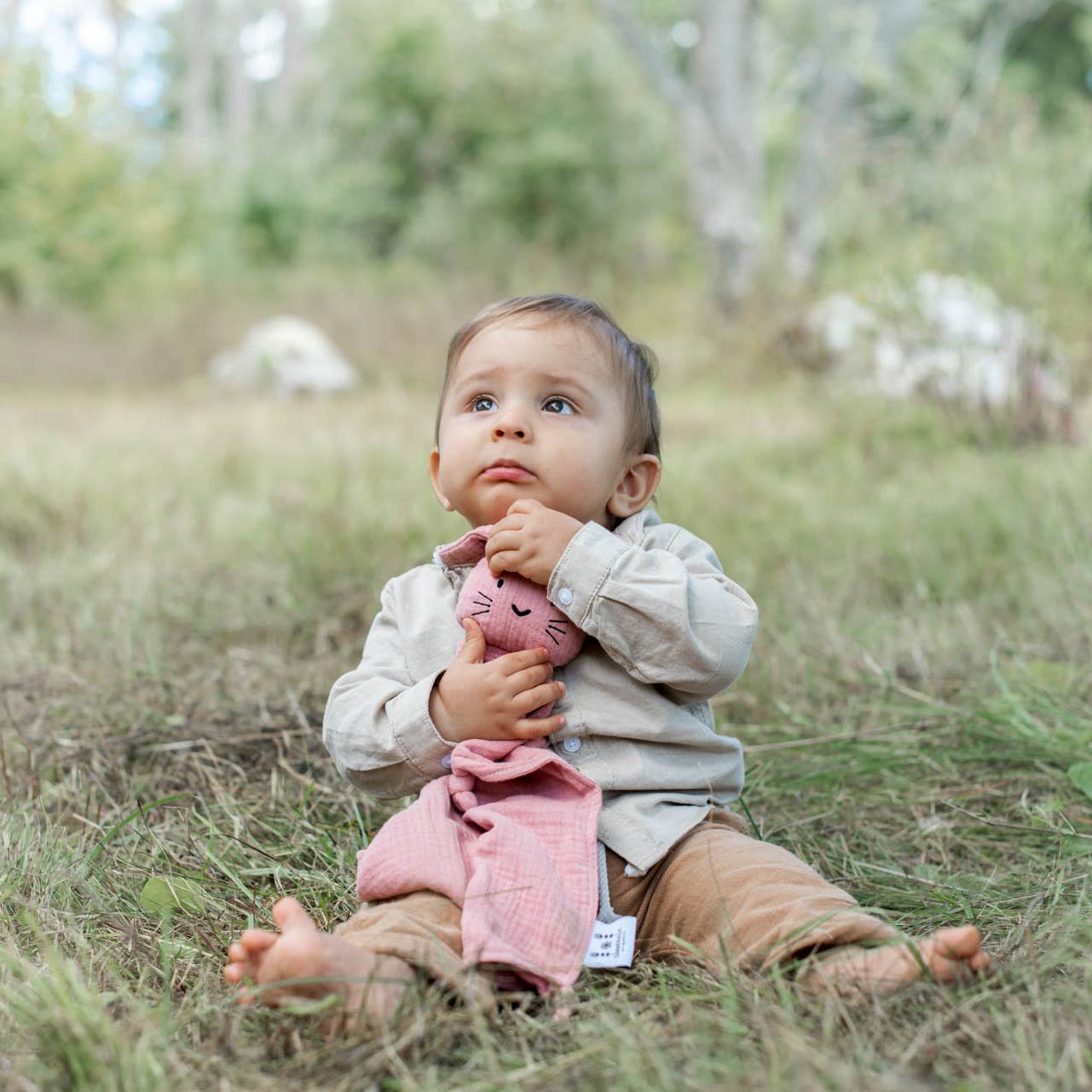 Mīkstais trusītis no organiskās kokvilnas, gaiši mauve krāsā