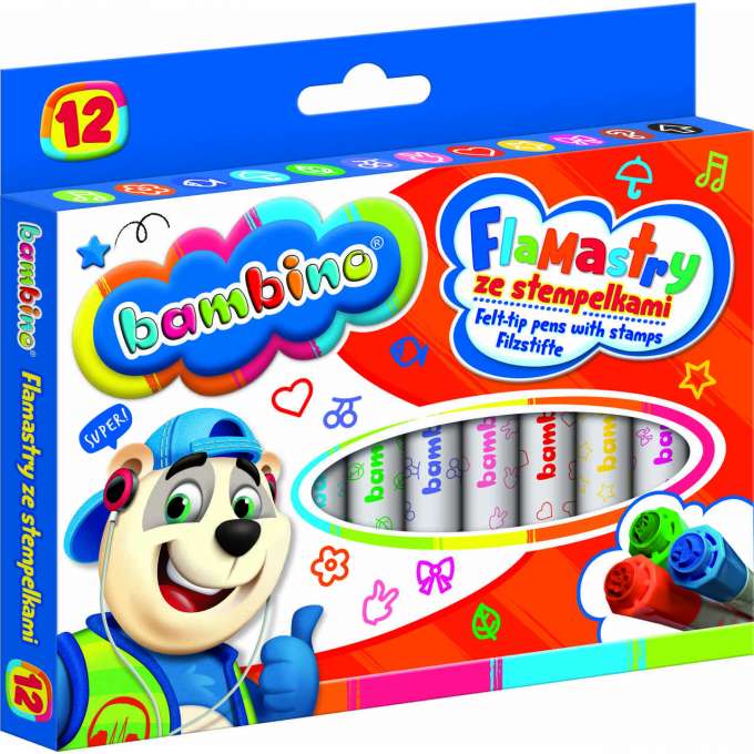 Flomāsteri ar zīmodziņiem, 12 gab. Bambino