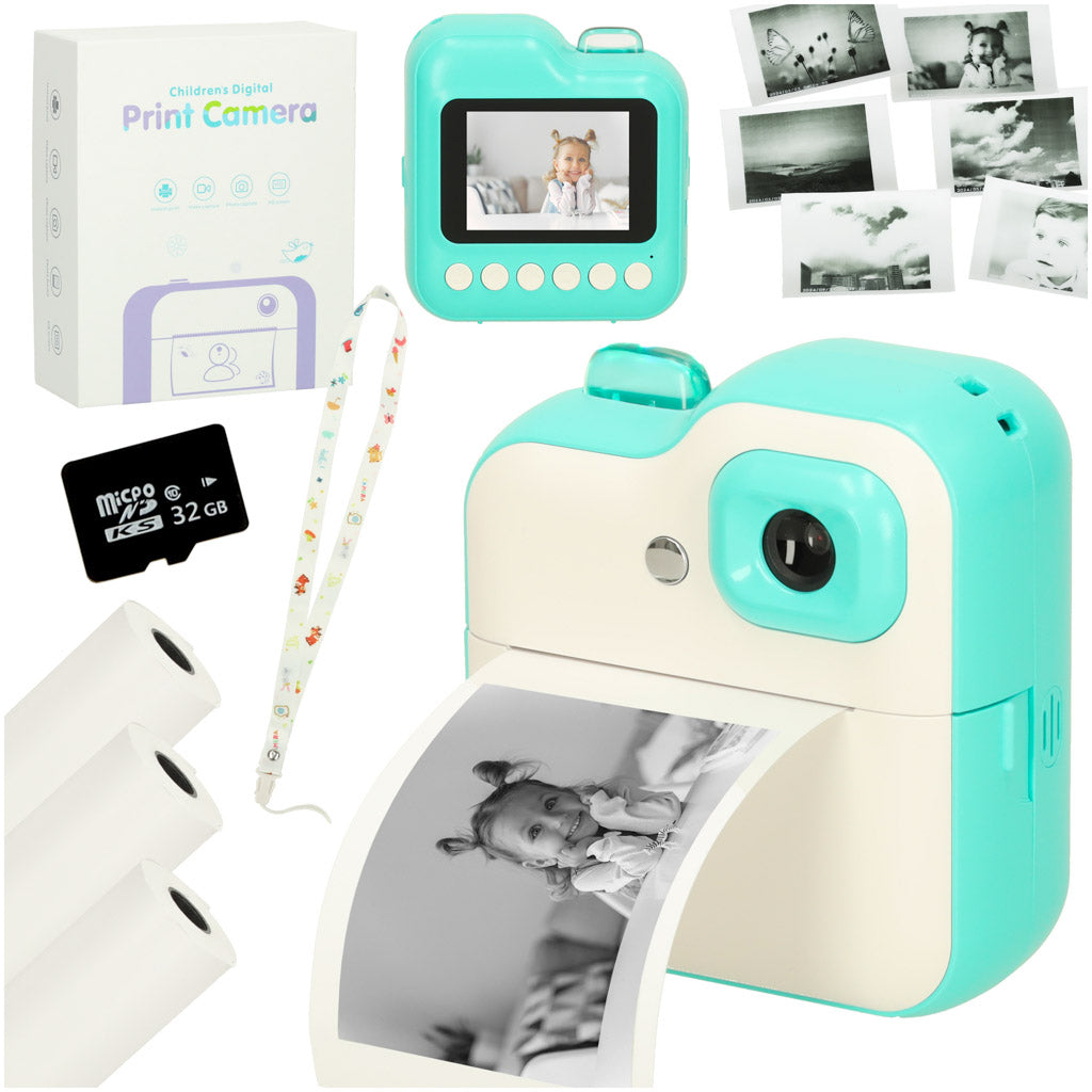 Bērnu momentfoto kamera ar Fun Print, 32 GB karti