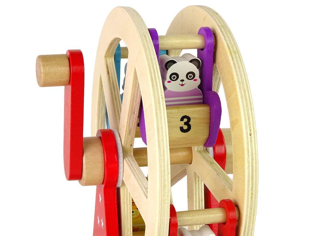 Koka karuselis ar figūrām, rotējošs atrakciju rats