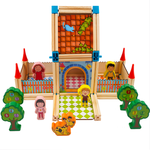 Koka konstruktors "Māja" ar figūrām