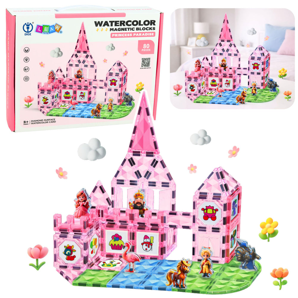 Magnētiskais konstruktors, rozā, 80 det.