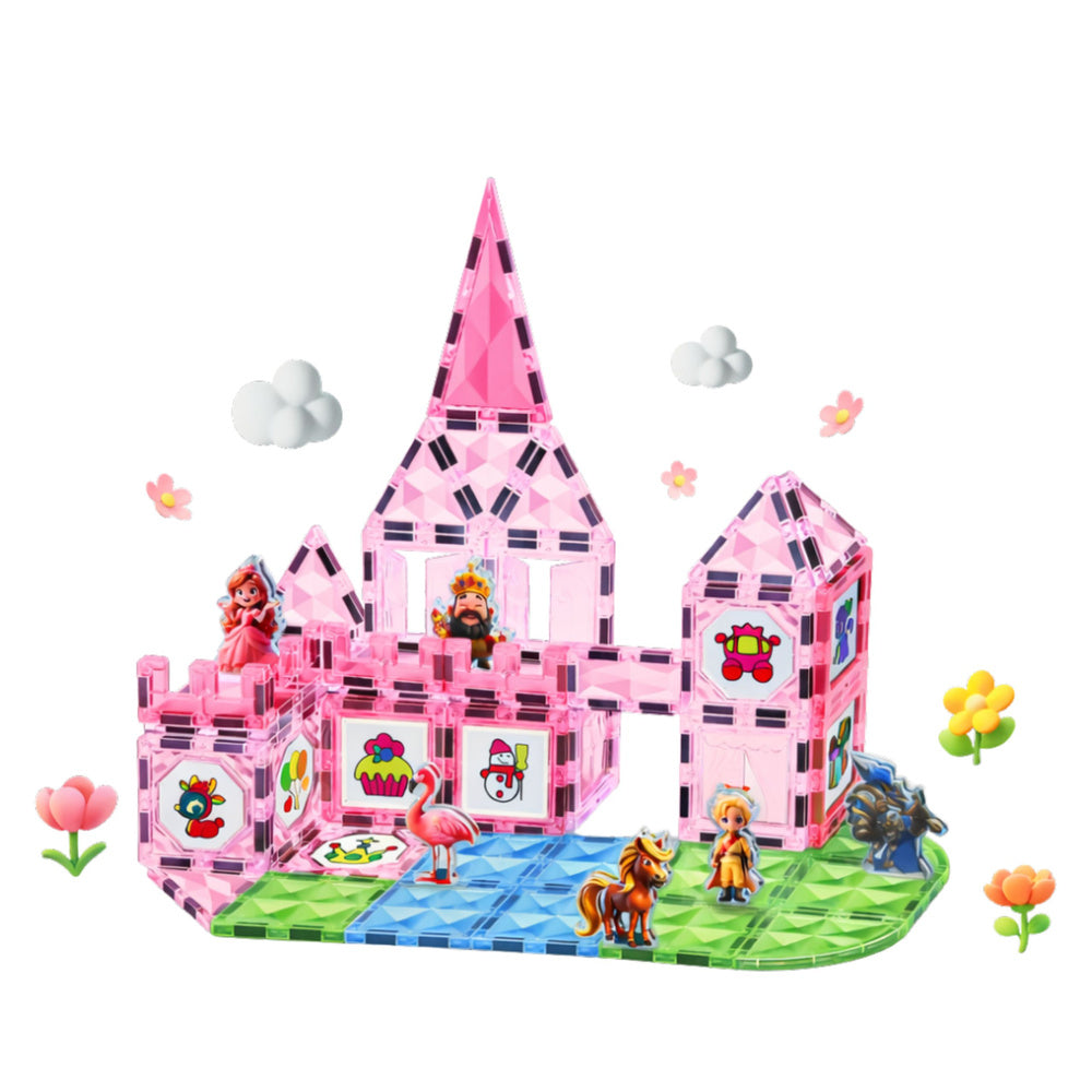 Magnētiskais konstruktors, rozā, 80 det.