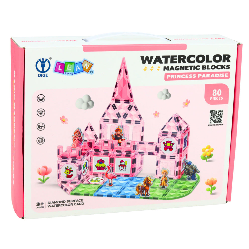 Magnētiskais konstruktors, rozā, 80 det.