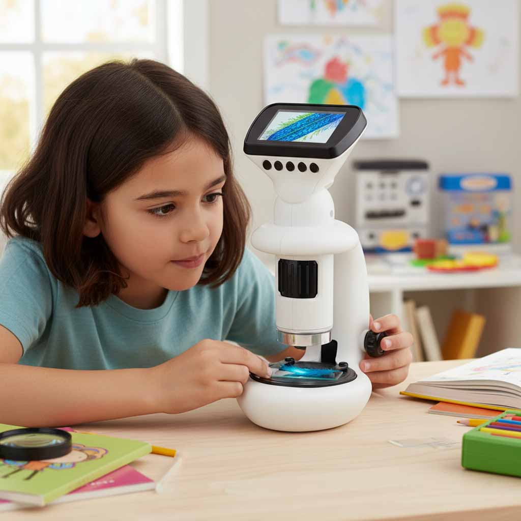 Digitālais elektroniskais mikroskops ar Wi-Fi, USB un LCD ekrānu (200× – 1000×)