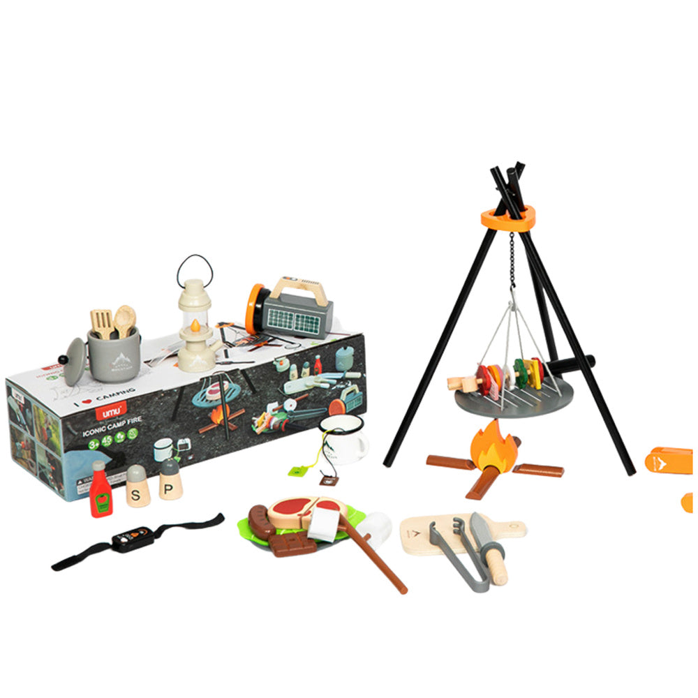 Koka kempinga komplekts ar ugunskuru, 45 det.