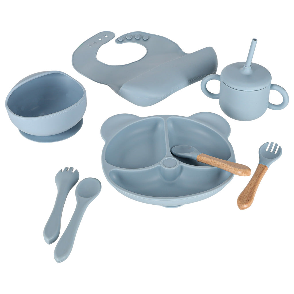 Silikona trauku komplekts zīdainim, zils