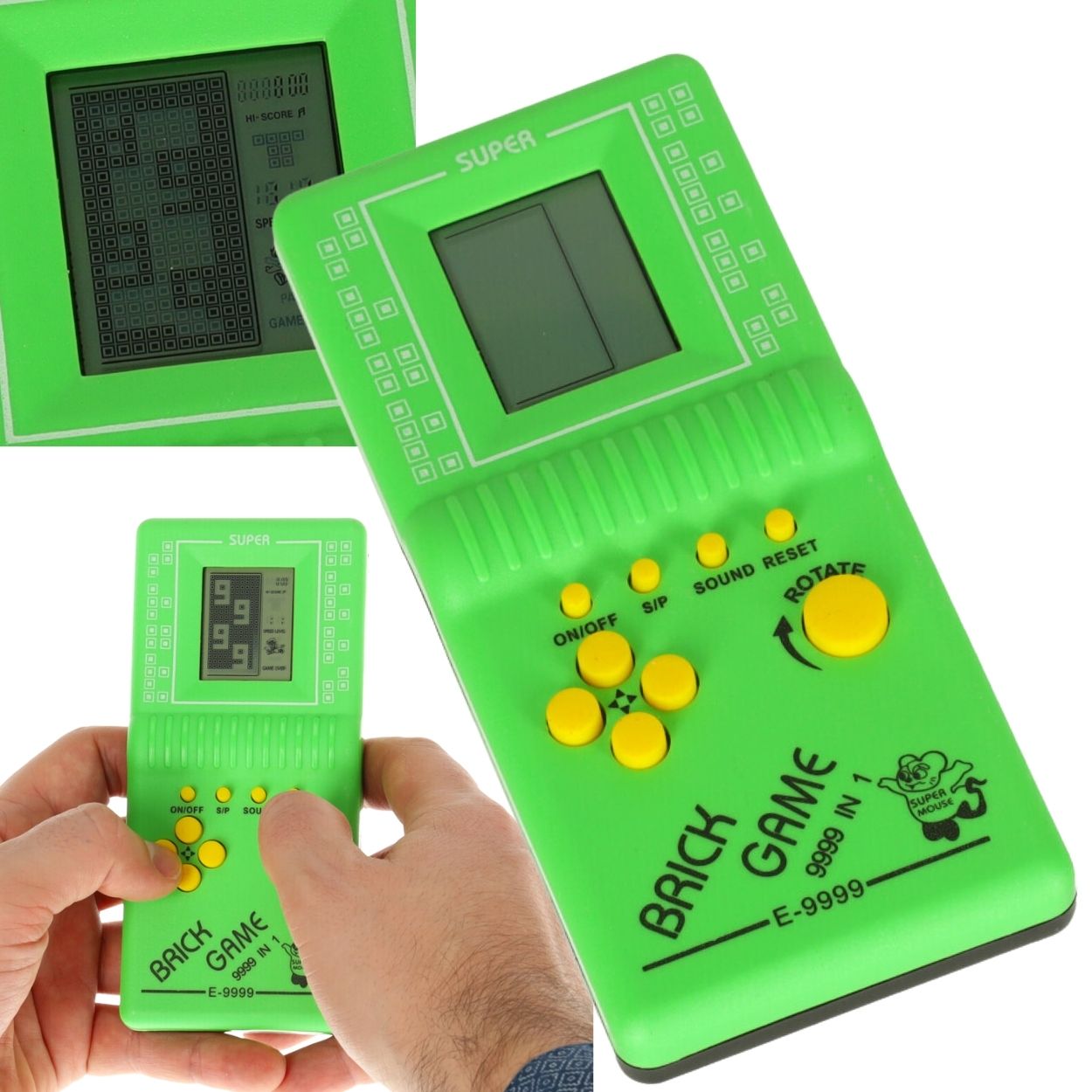Tetris spēle, elektronisks, zaļš