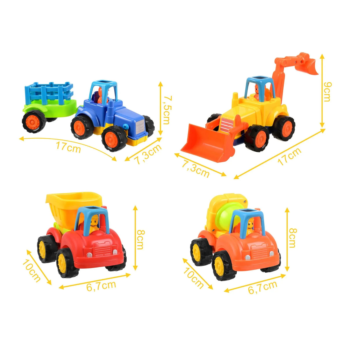 Rotaļu traktors un būvtehnika, 4 gab