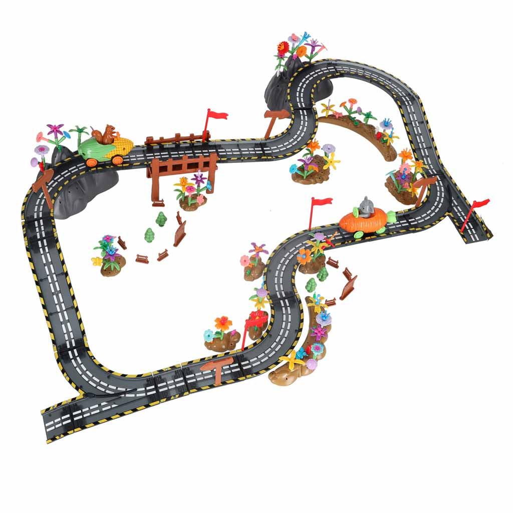 Magnētiskā trase ar 2 auto (310 det.) "Dinamiskais dārzs"