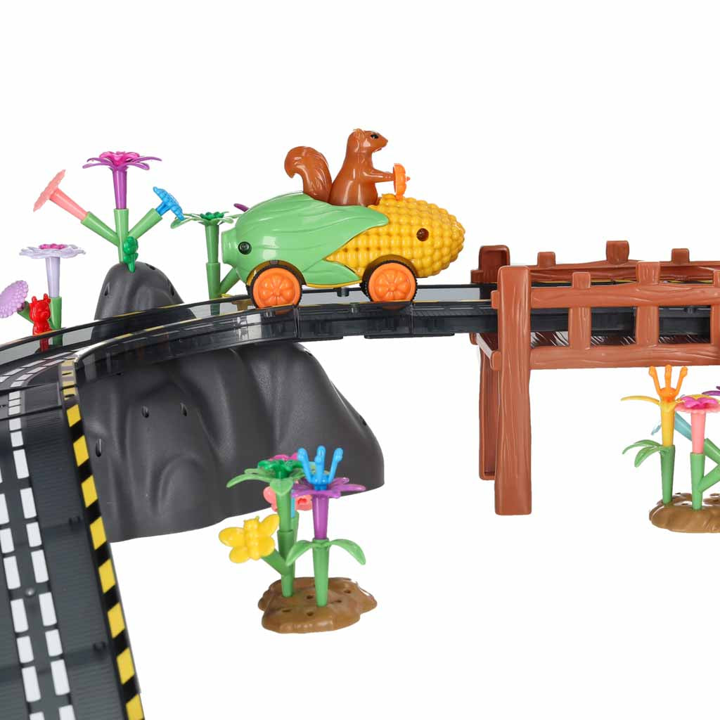 Magnētiskā trase ar 2 auto (310 det.) "Dinamiskais dārzs"