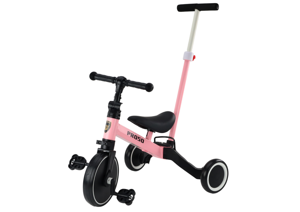Trīsritenis PRO50 ar vecāku rokturi (3in1), rozā