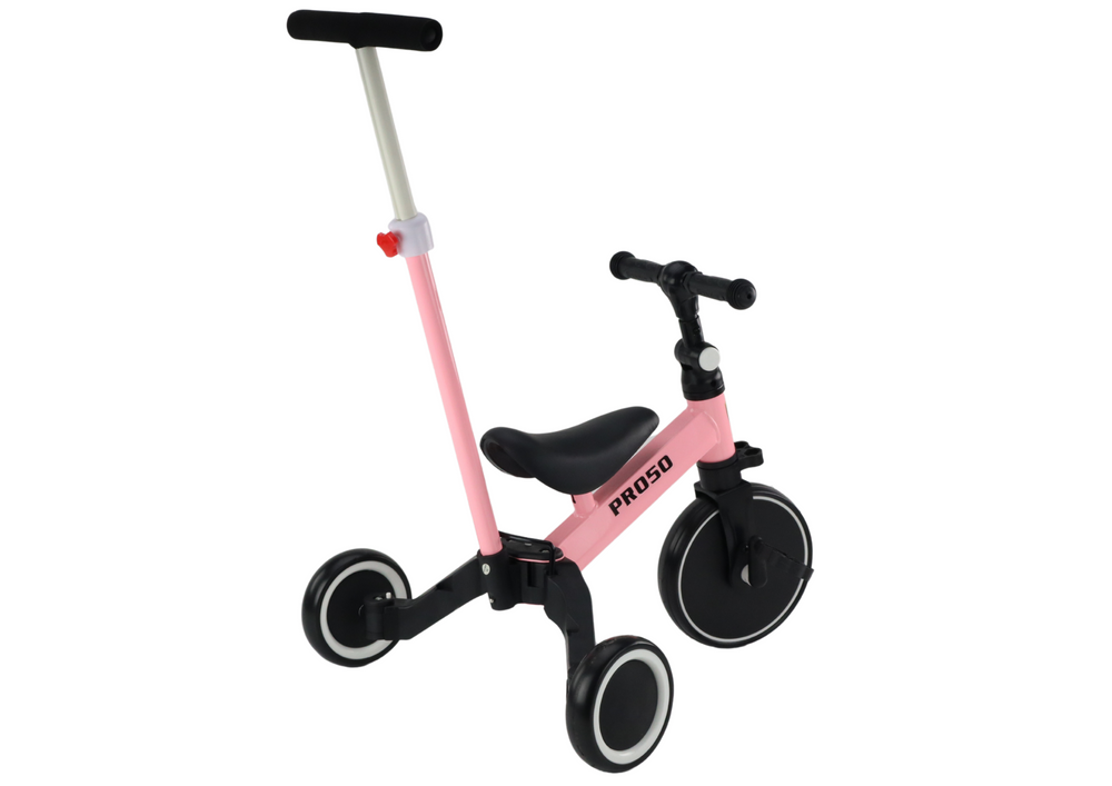 Trīsritenis PRO50 ar vecāku rokturi (3in1), rozā