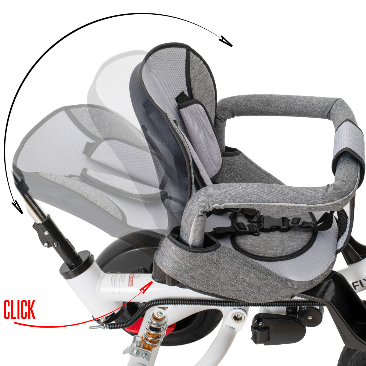 Trike Fix trīsritenis V3, 360° krēsla apgriešana, pelēks