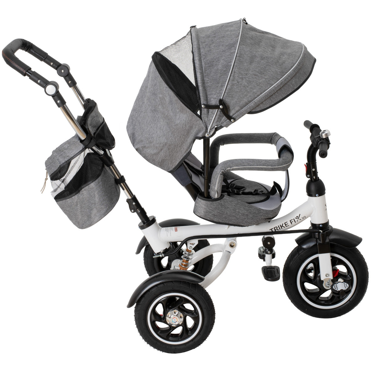 Trike Fix trīsritenis V3, 360° krēsla apgriešana, pelēks