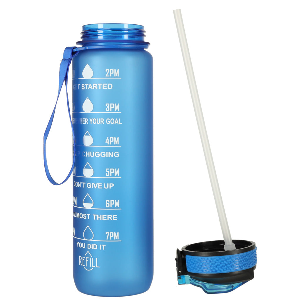 Sporta pudele ar norādēm, 1 l, zila